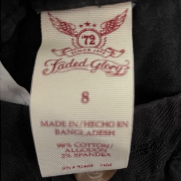 Faded Glory Black Chino Bermuda Shorts Size 8 - Picture 4 of 4